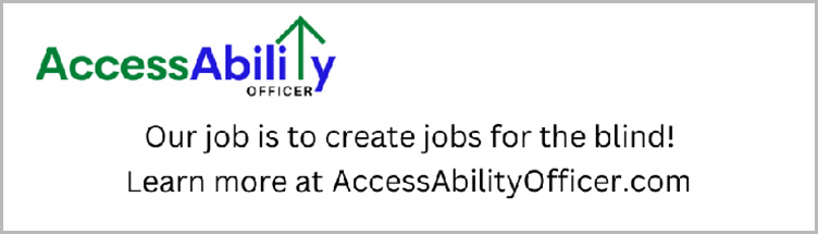 Banner ad for AccessAbililty Officer - Our job is to create jobs for the blind