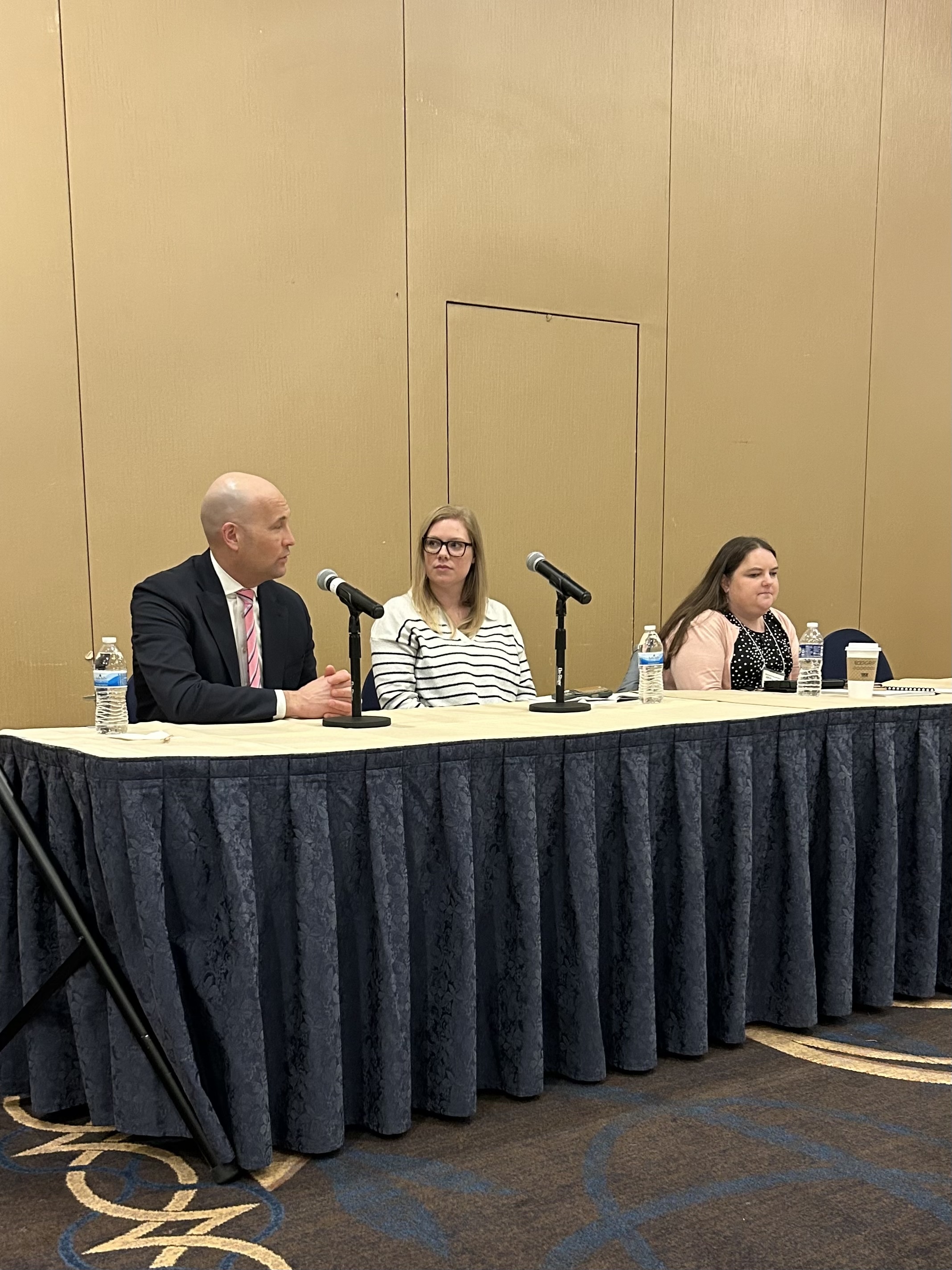 Pictured (left to right) are Jeff Farah, Chief Executive Officer of the Autonomous Vehicle Industry Association; Rachel Rathore, Federal Policy and Regulatory Affairs Specialist at Zoox; and Claire Stanley, ACB’s Director of Advocacy and Governmental Affairs at the 2026 DC Leadership Conference.