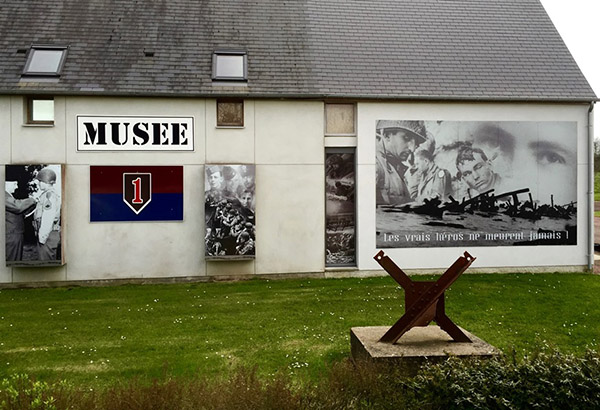 A D-Day museum at Normandy. The mural on the side of the building reads, “The true heroes will never be forgotten.”