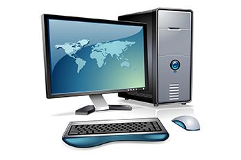 Computer with monitor and keyboard