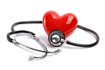 Stethoscope on a red heart (shaped like a valentines heart)