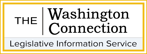 Button link for "The Washington Connection" in black text within rectangle block outlined in gold 